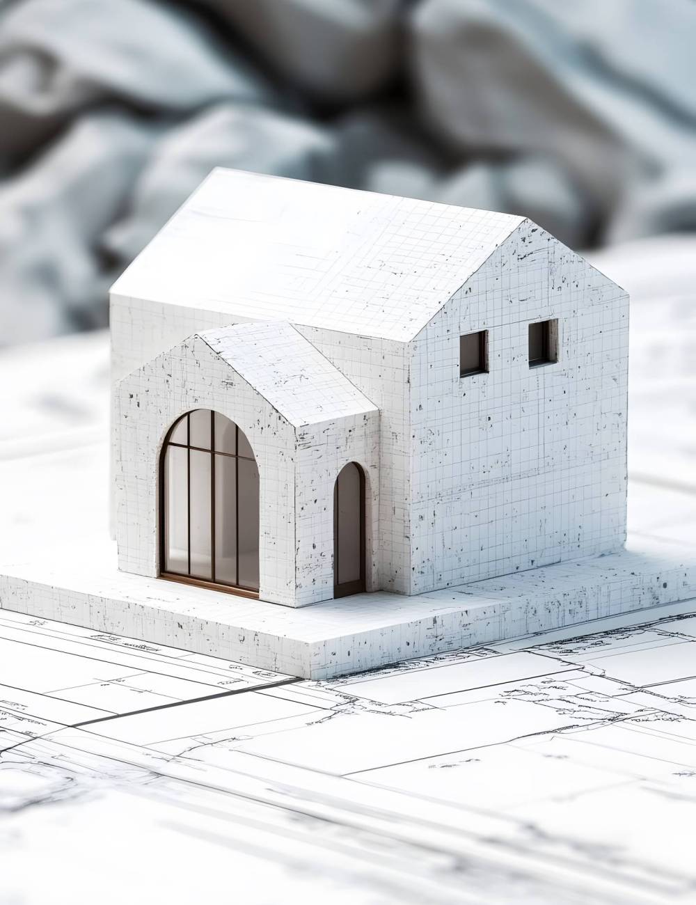 house, Apartment architecture plans with 3D building structure, Architect project drawing blueprint